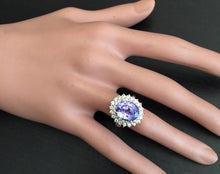 Load image into Gallery viewer, 6.35 Carats Natural Very Nice Looking Tanzanite and Diamond 14K Solid White Gold Ring