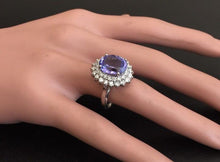 Load image into Gallery viewer, 6.35 Carats Natural Very Nice Looking Tanzanite and Diamond 14K Solid White Gold Ring
