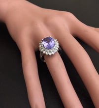 Load image into Gallery viewer, 6.35 Carats Natural Very Nice Looking Tanzanite and Diamond 14K Solid White Gold Ring