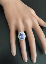 Load image into Gallery viewer, 6.35 Carats Natural Very Nice Looking Tanzanite and Diamond 14K Solid White Gold Ring