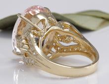 Load image into Gallery viewer, 12.00 Carats Exquisite Natural Morganite and Diamond 14K Solid Yellow Gold Ring