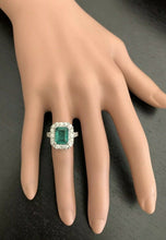 Load image into Gallery viewer, 5.30 Carats Natural Emerald and Diamond 14K Solid White Gold Ring