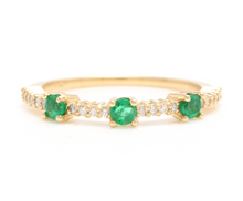 Load image into Gallery viewer, 0.45 Carats Natural Emerald and Diamond 14K Solid Yellow Gold Ring