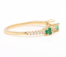 Load image into Gallery viewer, 0.45 Carats Natural Emerald and Diamond 14K Solid Yellow Gold Ring