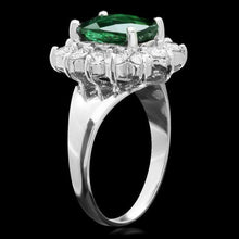 Load image into Gallery viewer, 3.00 Carats Natural Green Tourmaline and Diamond 14K Solid White Gold Ring