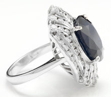 Load image into Gallery viewer, 12.70 Carats Exquisite Natural Blue Sapphire and Diamond 14K Solid White Gold Ring