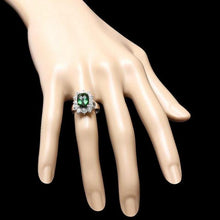 Load image into Gallery viewer, 3.00 Carats Natural Green Tourmaline and Diamond 14K Solid White Gold Ring