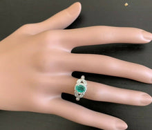 Load image into Gallery viewer, 1.15 Carats Natural Emerald and Diamond 14K Solid White Gold Ring