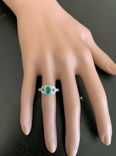 Load image into Gallery viewer, 1.15 Carats Natural Emerald and Diamond 14K Solid White Gold Ring