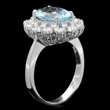 Load image into Gallery viewer, 4.15 Carats Natural Aquamarine and Diamond 14K Solid White Gold Ring
