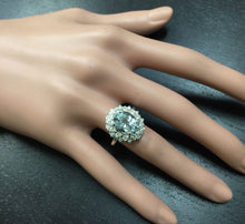 Load image into Gallery viewer, 4.30 Carats Natural Aquamarine and Diamond 14K Solid White Gold Ring