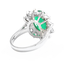 Load image into Gallery viewer, 5.60 Carats Natural Emerald and Diamond 14K Solid White Gold Ring