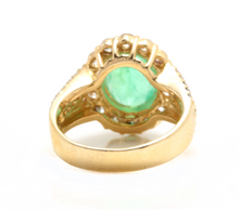 Load image into Gallery viewer, 4.80 Carats Natural Emerald and Diamond 18K Solid Yellow Gold Ring