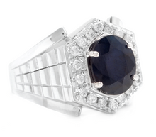 Load image into Gallery viewer, 5.60 Carats Natural Diamond &amp; Blue Sapphire 18K Solid Yellow Gold Men's Ring