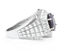 Load image into Gallery viewer, 5.60 Carats Natural Diamond &amp; Blue Sapphire 18K Solid Yellow Gold Men's Ring