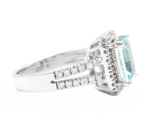 Load image into Gallery viewer, 2.60 Carats Natural Aquamarine and Diamond 14K Solid White Gold Ring