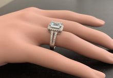 Load image into Gallery viewer, 2.60 Carats Natural Aquamarine and Diamond 14K Solid White Gold Ring