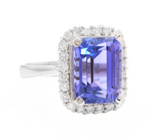Load image into Gallery viewer, 6.45 Carats Natural Very Nice Looking Tanzanite and Diamond 14K Solid White Gold Ring