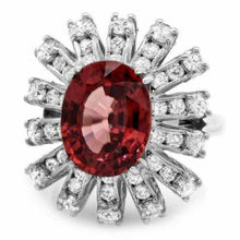 Load image into Gallery viewer, 8.80 Carats Natural Very Nice Looking Red Zircon and Diamond 14K Solid White Gold Ring