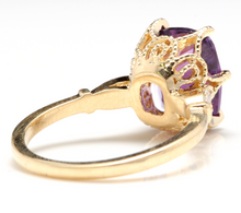Load image into Gallery viewer, 3.38 Carats Natural Amethyst and Diamond 14K Solid Yellow Gold Ring