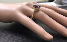 Load image into Gallery viewer, 3.38 Carats Natural Amethyst and Diamond 14K Solid Yellow Gold Ring