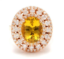 Load image into Gallery viewer, 4.70 Carats Impressive Natural Yellow Beryl and Diamond 14K Solid Rose Gold Ring