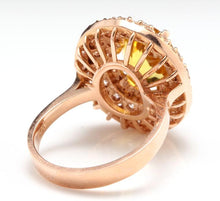 Load image into Gallery viewer, 4.70 Carats Impressive Natural Yellow Beryl and Diamond 14K Solid Rose Gold Ring