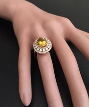 Load image into Gallery viewer, 4.70 Carats Impressive Natural Yellow Beryl and Diamond 14K Solid Rose Gold Ring