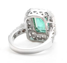 Load image into Gallery viewer, 5.30 Carats Natural Emerald and Diamond 14K Solid White Gold Ring