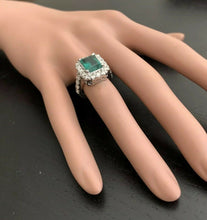 Load image into Gallery viewer, 5.30 Carats Natural Emerald and Diamond 14K Solid White Gold Ring