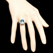 Load image into Gallery viewer, 6.80 Carats Natural Very Nice Looking Zircon and Diamond 14K Solid White Gold Ring