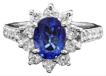 Load image into Gallery viewer, 2.80 Carats Natural Sapphire and Diamond 14K Solid White Gold Ring