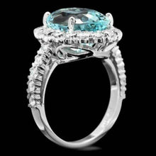 Load image into Gallery viewer, 8.65 Carats Natural Impressive Natural Aquamarine and Diamond 14K White Gold Ring
