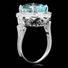 Load image into Gallery viewer, 7.55 Carats Natural Impressive Natural Aquamarine and Diamond 14K White Gold Ring