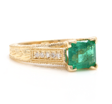 Load image into Gallery viewer, 2.60 Carats Natural Emerald and Diamond 14K Solid Yellow Gold Ring