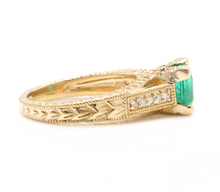 Load image into Gallery viewer, 2.60 Carats Natural Emerald and Diamond 14K Solid Yellow Gold Ring