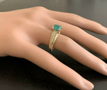 Load image into Gallery viewer, 2.60 Carats Natural Emerald and Diamond 14K Solid Yellow Gold Ring