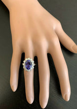 Load image into Gallery viewer, 6.30 Carats Natural Very Nice Looking Tanzanite and Diamond 14K Solid White Gold Ring