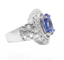 Load image into Gallery viewer, 5.75 Carats Natural Very Nice Looking Tanzanite and Diamond 14K Solid White Gold Ring