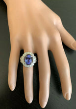 Load image into Gallery viewer, 5.75 Carats Natural Very Nice Looking Tanzanite and Diamond 14K Solid White Gold Ring