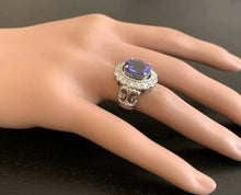 Load image into Gallery viewer, 5.75 Carats Natural Very Nice Looking Tanzanite and Diamond 14K Solid White Gold Ring