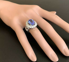 Load image into Gallery viewer, 5.75 Carats Natural Very Nice Looking Tanzanite and Diamond 14K Solid White Gold Ring