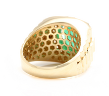 Load image into Gallery viewer, 6.20 Carats Natural Emerald and Diamond 14K Solid Yellow Gold Men's Ring