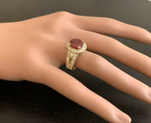 Load image into Gallery viewer, 7.15 Carats Red Ruby and Natural Diamond 14k Solid Yellow Gold Ring