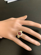 Load image into Gallery viewer, 7.15 Carats Red Ruby and Natural Diamond 14k Solid Yellow Gold Ring