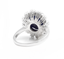 Load image into Gallery viewer, 7.20 Carats Natural Sapphire and Diamond 18K Solid White Gold Ring