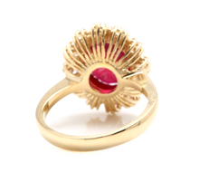 Load image into Gallery viewer, 7.20 Carats Impressive Natural Red Ruby and Diamond 18K Yellow Gold Ring