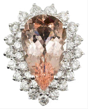 Load image into Gallery viewer, 10.00 Carats Natural Morganite and Diamond 14K Solid White Gold Ring