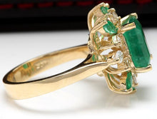 Load image into Gallery viewer, 5.05 Carats Natural Emerald and Diamond 14K Solid Yellow Gold Ring