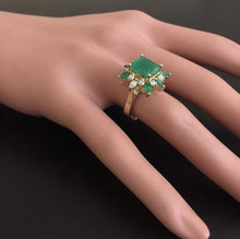 Load image into Gallery viewer, 5.05 Carats Natural Emerald and Diamond 14K Solid Yellow Gold Ring